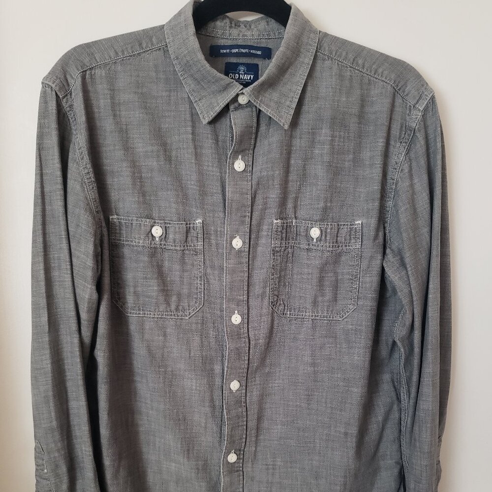 Slim fit Grey Chambray men's shirt